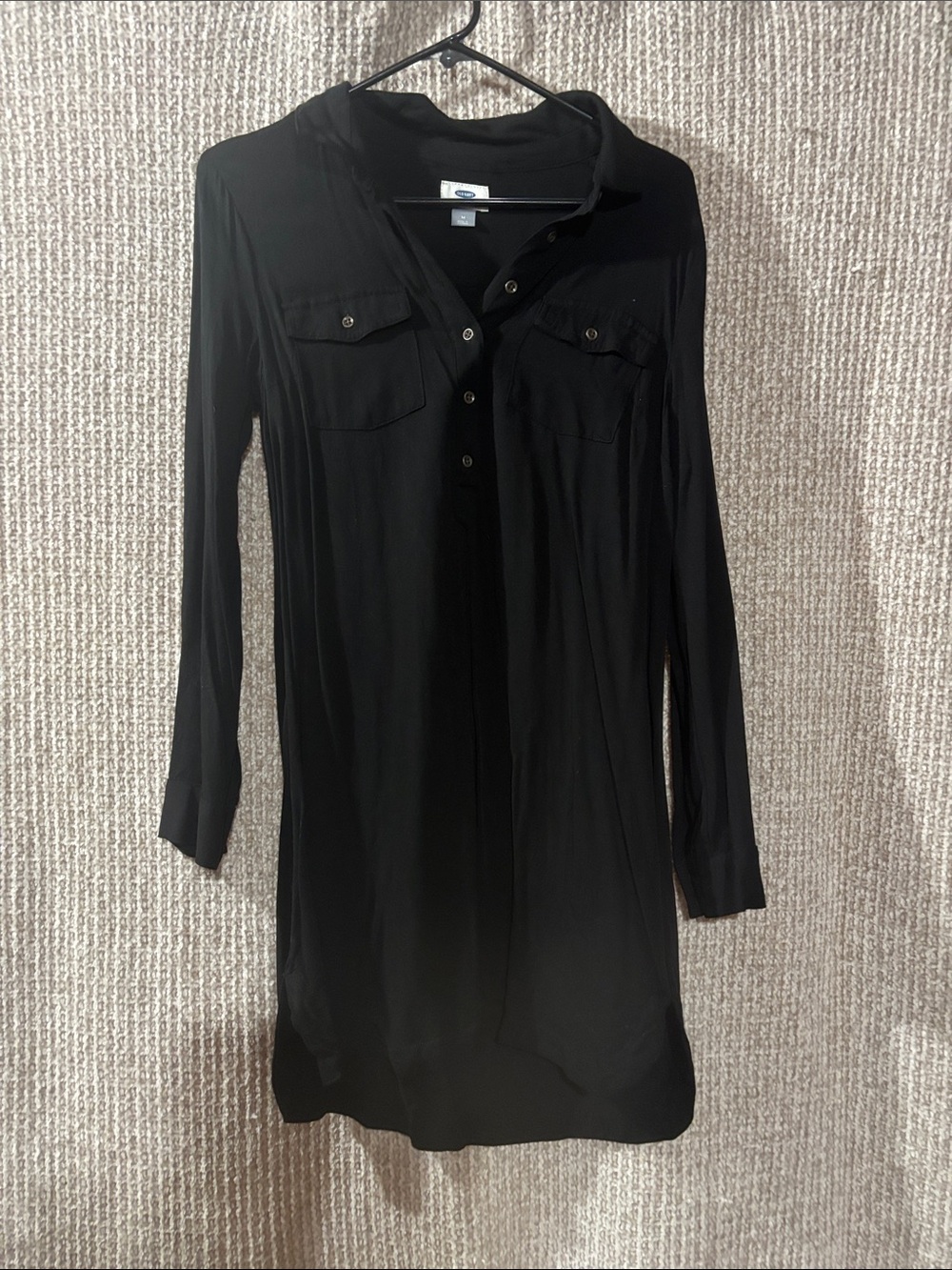 Old Navy Black Long-Sleeve Shirt Dress